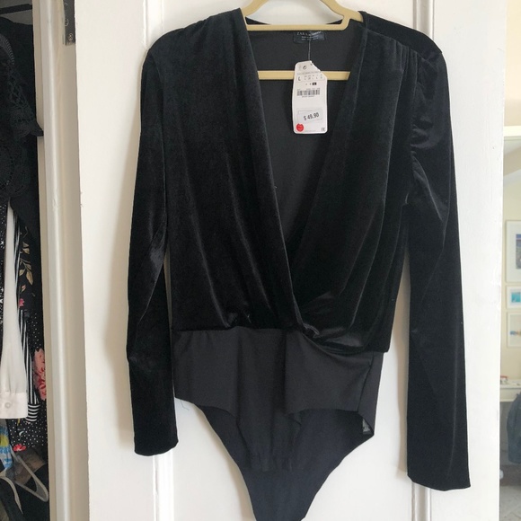 Zara Tops - NWT Zara Crushed Velvet Bodysuit